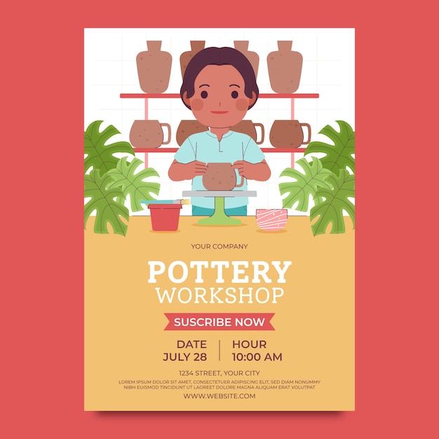 Hand drawn pottery poster template