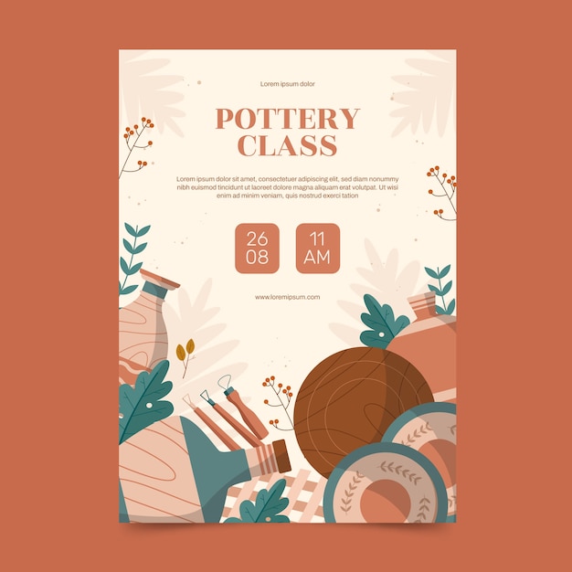 Hand drawn pottery poster template