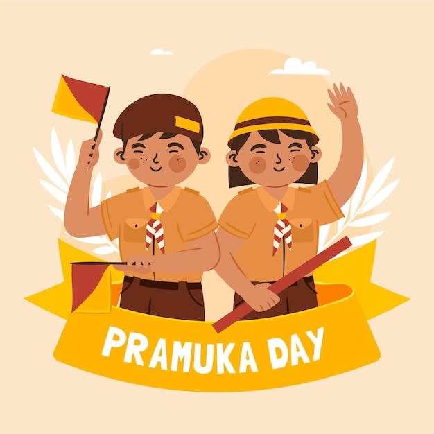 Vector hand drawn pramuka day illustration