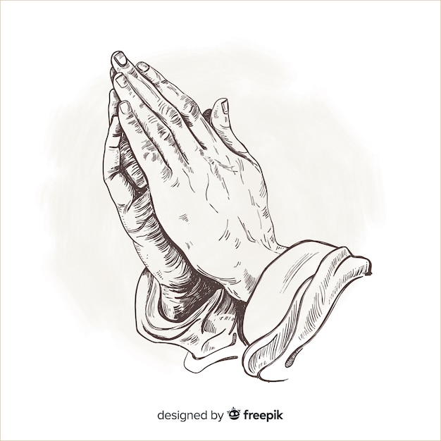 Vector hand drawn praying hands background