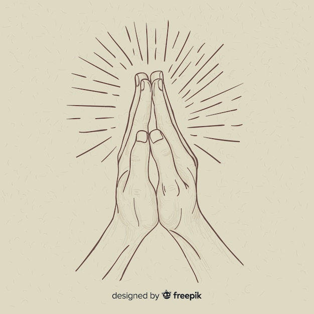 Hand drawn praying hands background