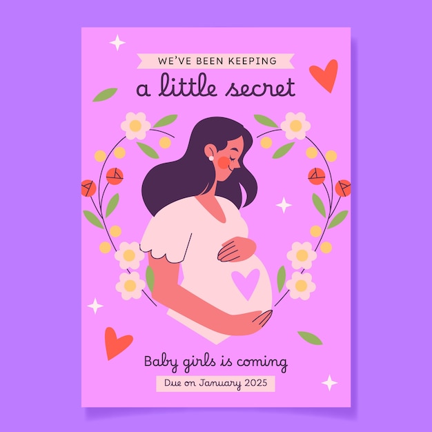 hand drawn pregnancy announcement  invitation design