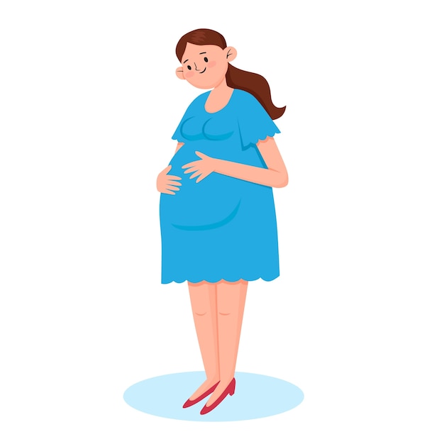 Hand drawn pregnant woman cartoon illustration