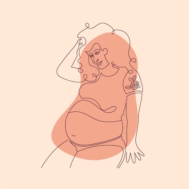 Vector hand drawn pregnant woman drawing illustration