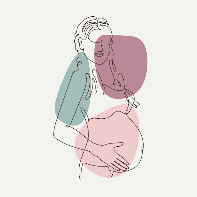 Vector hand drawn pregnant woman illustration