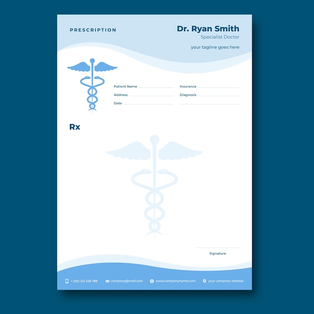 Vector hand drawn prescription template