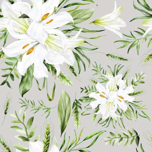 hand drawn pretty floral watercolor pattern