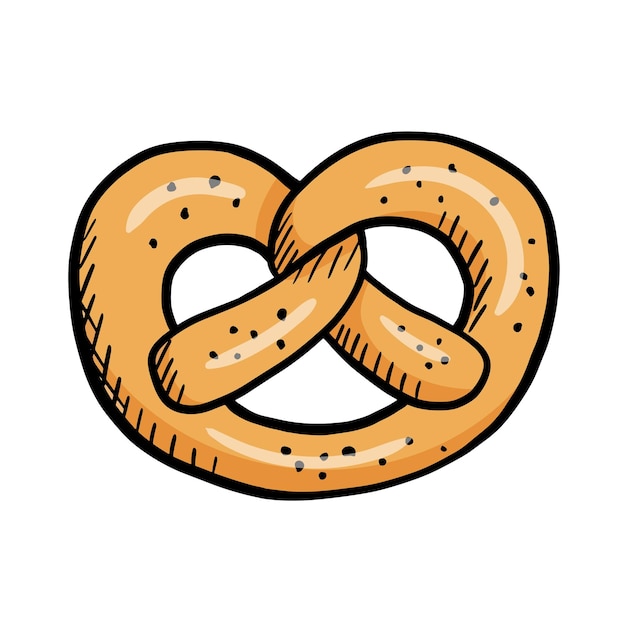 Vector hand drawn pretzel isolated on white background doodle vector food illustration isolated on white