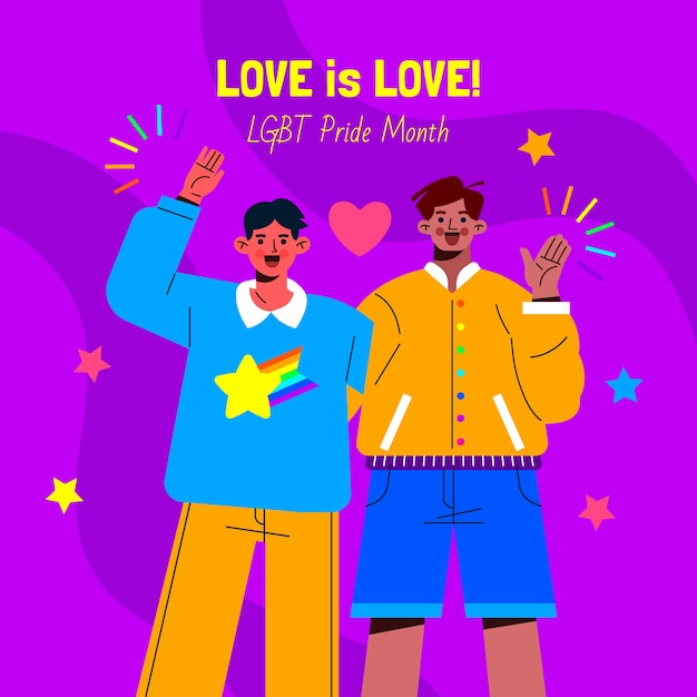 Vector hand drawn pride month illustration