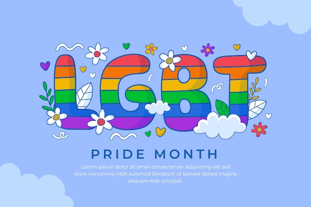 Hand drawn pride month lgbt background