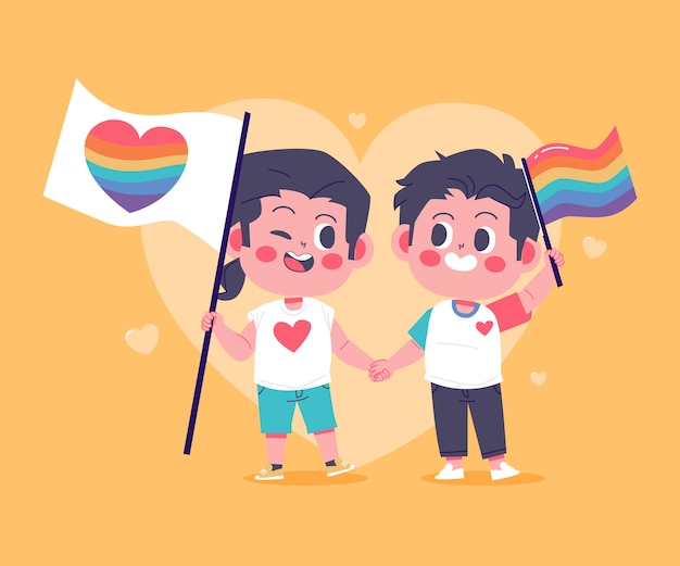 벡터 손으로 그린 긍정의 달 lgbt 그림