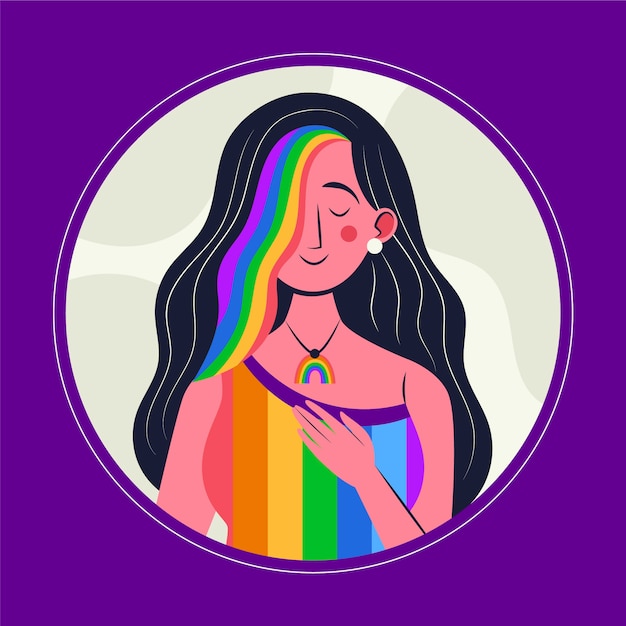 Hand drawn pride month woman illustration