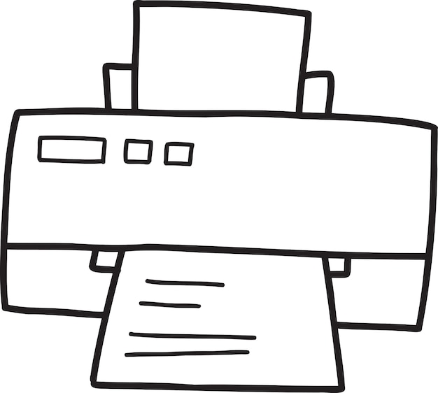 Sketch icon of office inkjet printer with paper Desktop inkjet printer  with paper office equipment printing and computer  CanStock