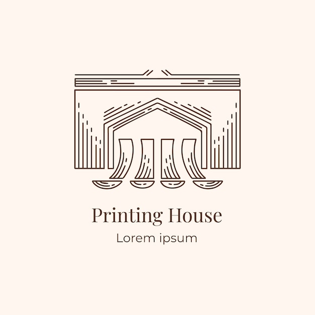 Hand drawn printing house logo design