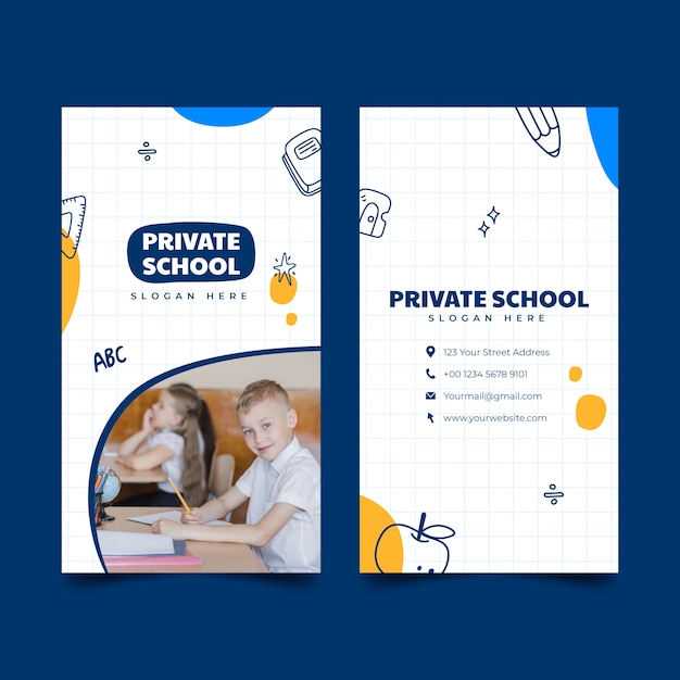 Hand drawn private school template design