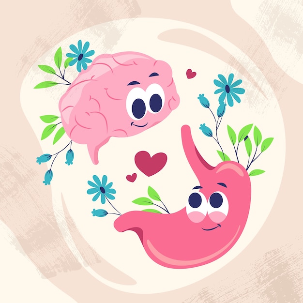 Hand drawn probiotics and prebiotics illustration