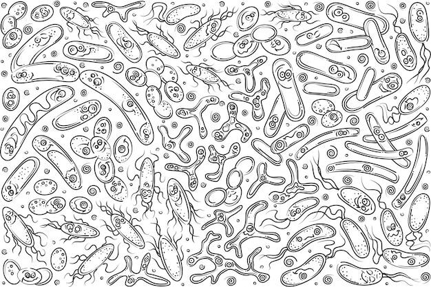 ベクトル 手描きのプロバイオティクス、有用な細菌。