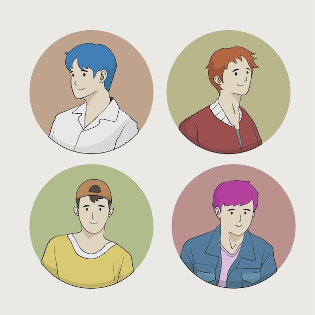 Vector hand drawn profil pictures collection