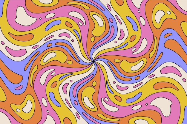 Vector hand drawn psychedelic colorful background