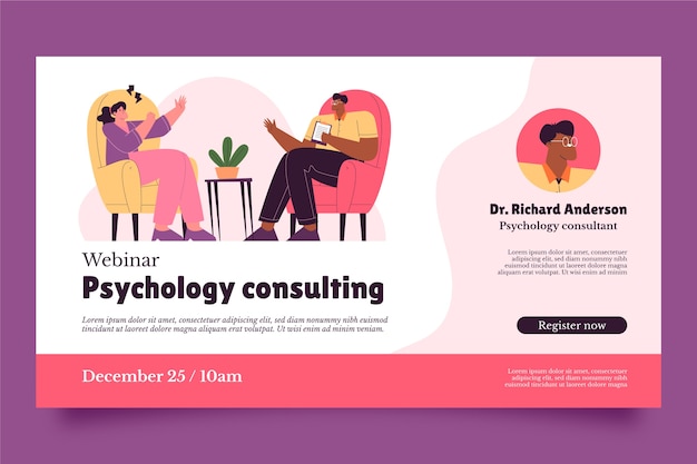 Vector hand drawn psychologist help webinar