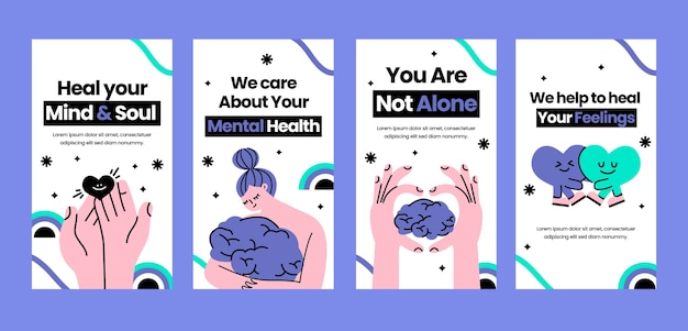 Hand drawn psychologist instagram stories template