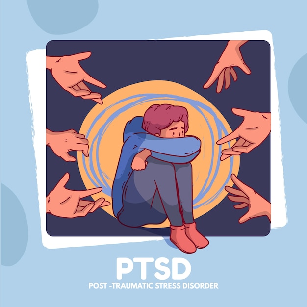 Vector hand drawn ptsd illustration