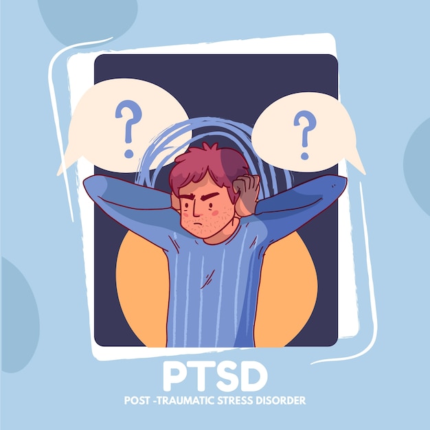 Vector hand drawn ptsd illustration