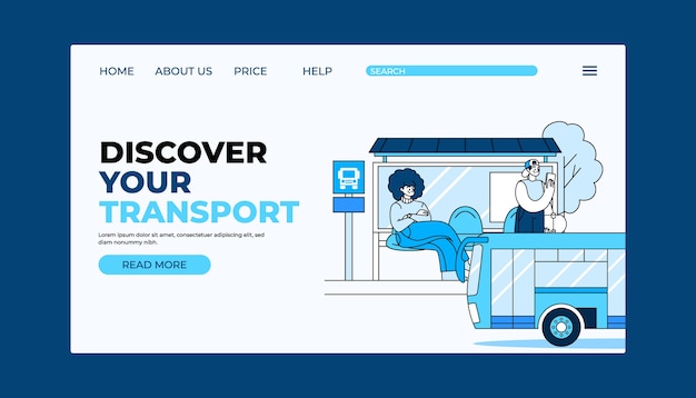 Vector hand drawn public transport landing page