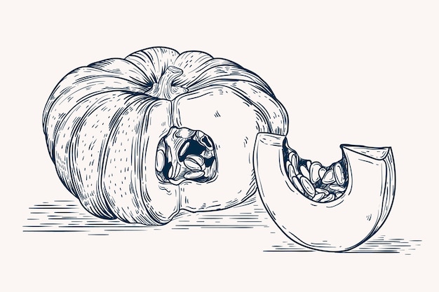 Hand drawn pumpkin drawing illustration