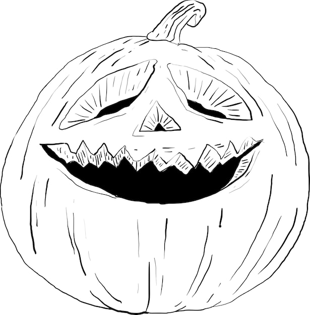 Vettore zucca disegnata a mano in stile grafico per halloween 2