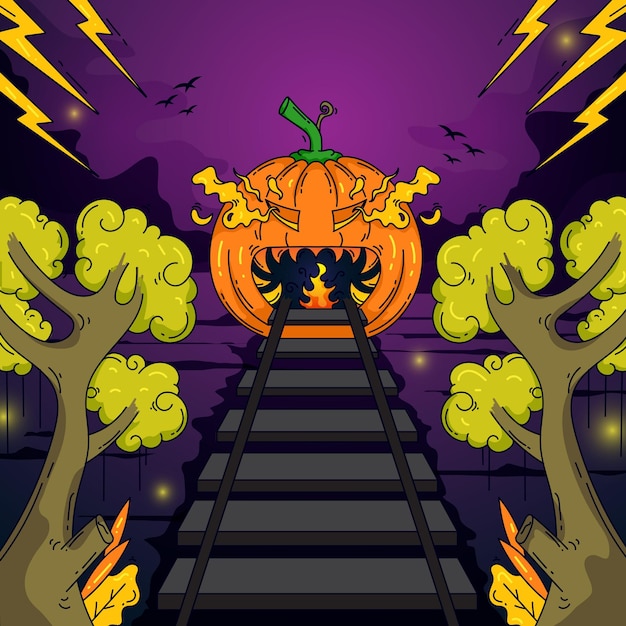 Hand drawn pumpkin illustration concept