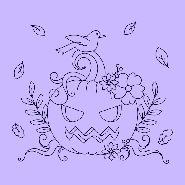 Hand drawn pumpkin outline illustration