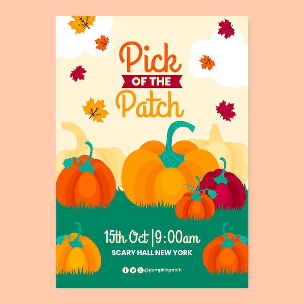 Vector hand drawn pumpkin patch poster design