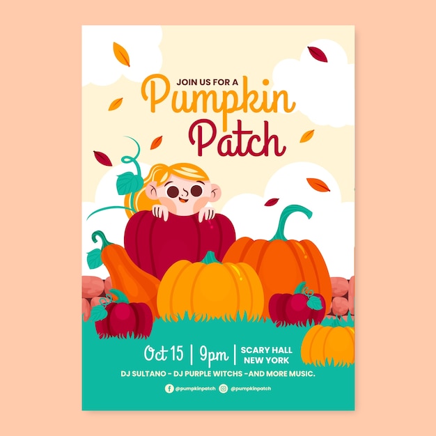 Hand drawn pumpkin patch poster design