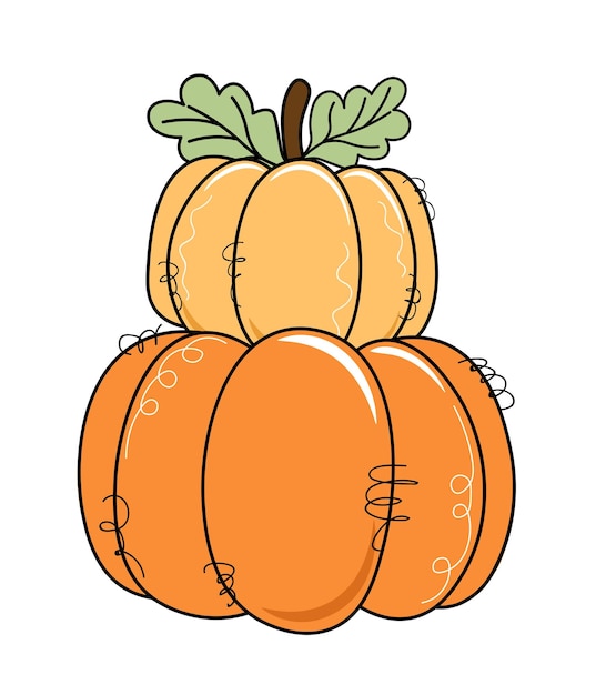 Hand drawn pumpkin set vector vintage pumpkin vector