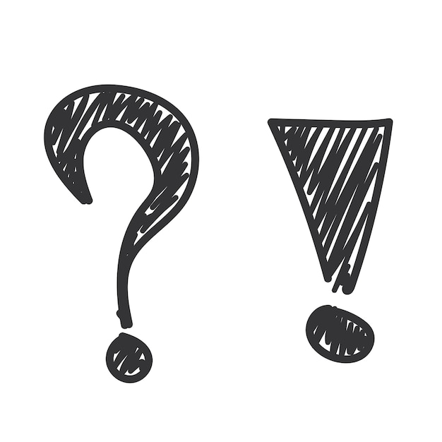 Hand drawn punctuation marks Question exclamination ellipsis marks