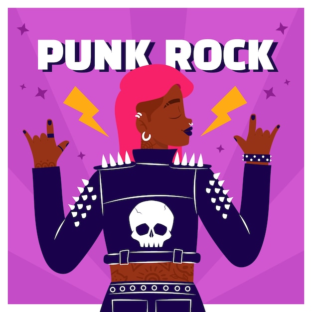 Illustrazione punk rock disegnata a mano