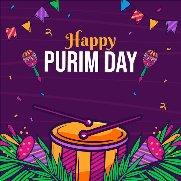 Vector hand drawn purim illustration