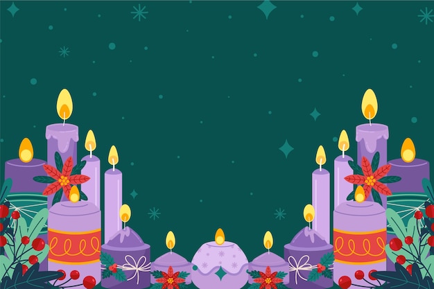 Hand drawn purple candles advent background