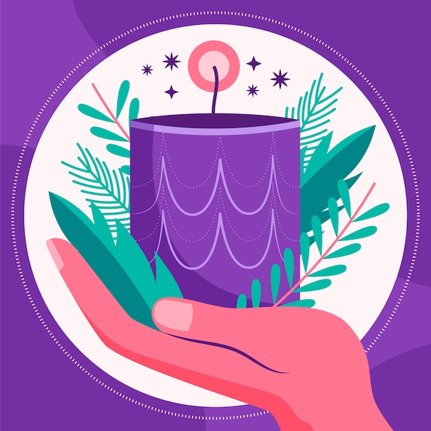 Vector hand drawn purple candles illustration