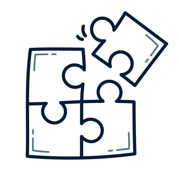 Hand drawn puzzle doodle illustration design Puzzle doodle icon vector