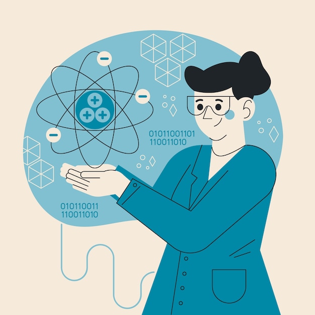 Vector hand drawn quantum illustration