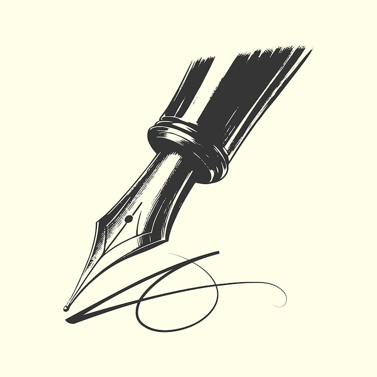 Vector hand drawn quill pen design