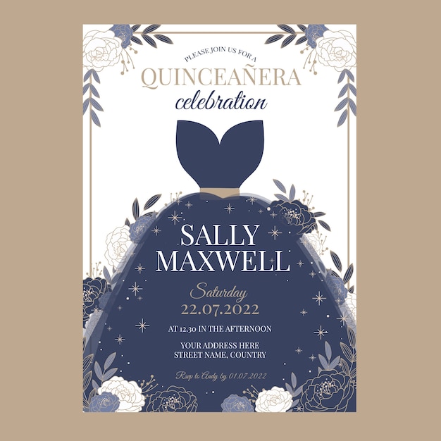 Hand drawn quinceanera poster