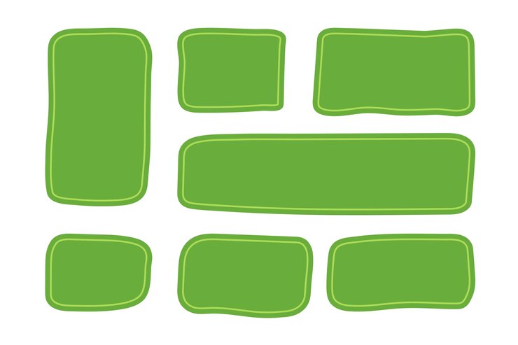 Vector hand drawn quote frames set green text boxes minimalistic doodle style