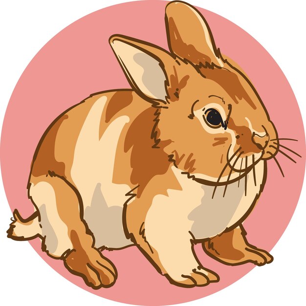 Векторная иллюстрация цветного кролика, нарисованная вручную
