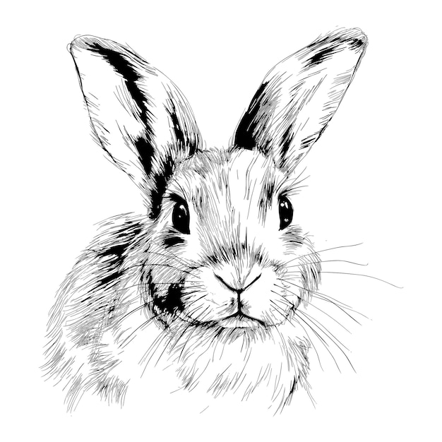 Hand drawn rabbit in engraving style vector illustration