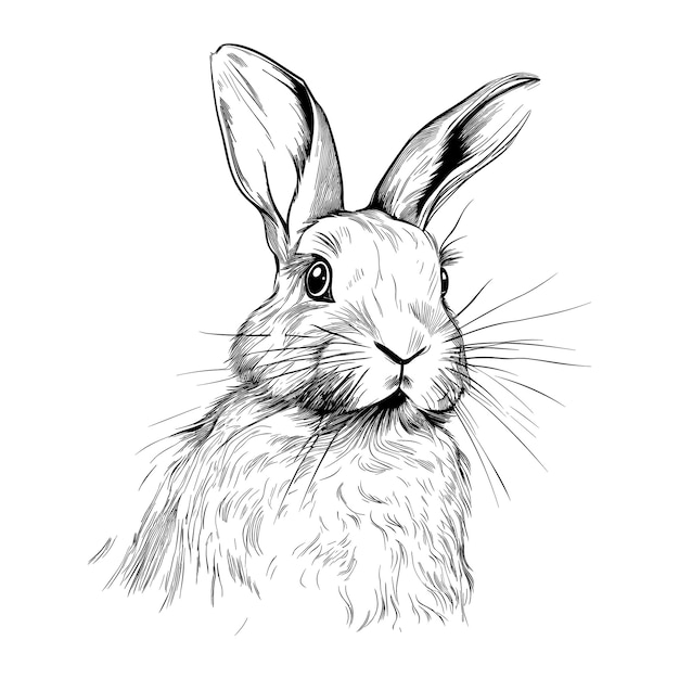 Hand drawn rabbit in engraving style vector illustration