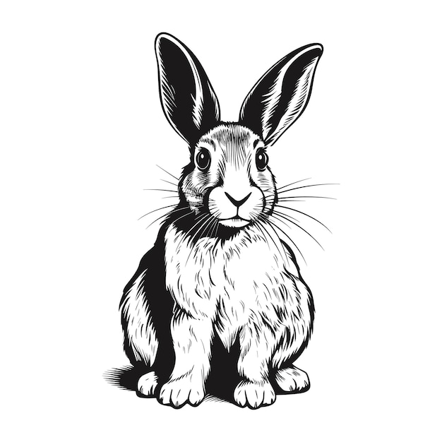 Hand drawn rabbit in engraving style vector illustration