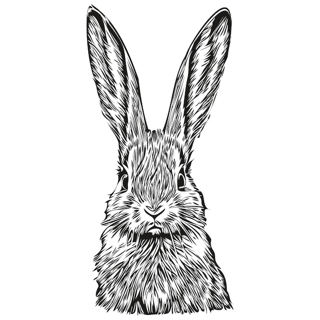 Hand drawn Rabbit on a white background hare